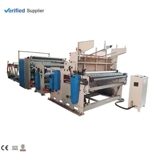 paper roll rewinding and cutting machine with glue lamination device