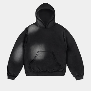 Sweat à capuche vintage délavé à l'acide de haute qualité personnalisé pour hommes, nouveau design, noir - Product Image 1