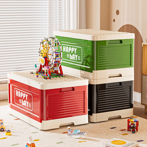 <span class=keywords><strong>Coffre</strong></span> de rangement pour jouets rouge moderne avec couvercle modulable - Multifonctionnel, gain de place, essentiel pour la chambre des enfants et la zone de jeux - Product Image 1