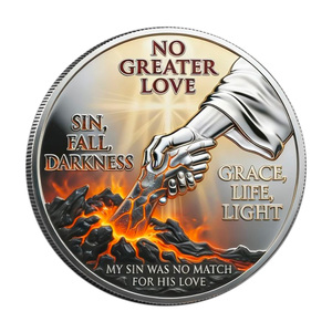 Moneta Commemorativa in Metallo Stile San Giovanni 11:25, Artigianato Metallico a Tema <span class=keywords><strong>Risurrezione</strong></span> e Vita, Decorazione a Cornice a Cuore, Souvenir da Collezione - Product Image 2