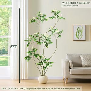 Árbol Artificial de <span class=keywords><strong>Acacia</strong></span> de 180 cm (6 pies) con Flores de Sophora Japonica Blancas y Maceta Blanca para Decoración del Hogar o Bodas - Product Image 3