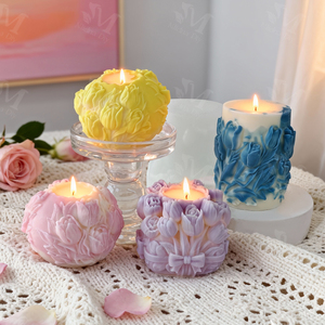 Molde de silicona de grado alimenticio J-5474 con forma de bulbo de tulipán para velas aromáticas, bricolaje, hecho a mano, ecológico, apto para lavavajillas, para aromaterapia y yeso. - Product Image 1