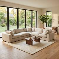 Ensemble modulaire réversible en forme de L avec revêtement en tissu, dossier capitonné et fonction canapé-lit, adapté au mobilier de maison