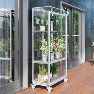<span class=keywords><strong>Mini</strong></span> <span class=keywords><strong>Invernadero</strong></span> con Marco de Aleación de Aluminio, para Balcón o Jardín, Fácil de Montar, Ecológico, Moderno, con Vidrio Templado y Ruedas - Product Image 1