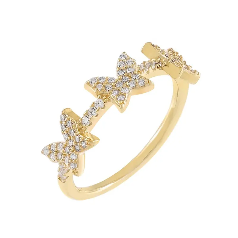 Gemnel jewelry fashion minimalist 925 silver jewelry new arrivals exquisite 14k gold cute animal butterfly ring