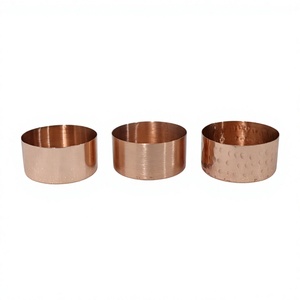 Conteneur à bougie en cuivre, finition mate, décoratif, vide, pot à bougie de luxe pour cadeaux de Noël, D 8xH4cm - Product Image 3