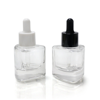 Pipette OEM pour emballage cosmétique, flacon compte-gouttes en verre transparent à épaule plate pour huile essentielle et sérum, 15 ml