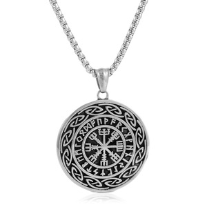 Collier avec pendentif en forme de nœud irlandais en acier inoxydable, design géométrique rond argenté, bijoux de mode pour hommes, chaîne de 3.0x60cm - Product Image 2