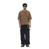 T-shirt Homme Oversize Moderne Coupe Boxy en Jersey 240G Respirant Uni 100% Coton Col Montant Impression Personnalisée Streetwear
