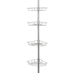 Vente flash Nouveau Organiseur de rangement d'angle en acier à 4 niveaux Étagère de douche télescopique Réglable Étanche Gain de place <span class=keywords><strong>Salle</strong></span> de <span class=keywords><strong>bain</strong></span> - Product Image 1
