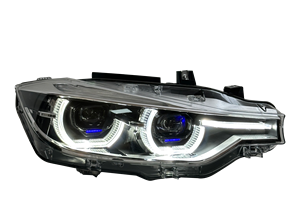 Nuovo Faro SJC Aggiornato F30 per <span class=keywords><strong>BMW</strong></span> <span class=keywords><strong>Serie</strong></span> 3 F30 F35, DRL Giallo/Bianco, Doppia Lente Proiettore, Finitura <span class=keywords><strong>Blu</strong></span>, Faro Anteriore per Auto - Product Image 2