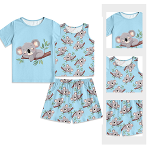 Pijamas de 3 piezas para niñas, estampado personalizado, nuevo diseño, ropa de dormir de verano, lindas camisas con tinte de corbata y pantalones cortos, pijamas para bebés y niñas - Product Image 2