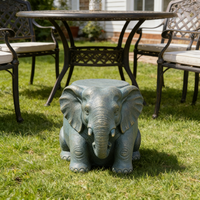 Tabouret de jardin en résine en forme d'éléphant - Finition bronze antique, siège extérieur ludique et base décorative pour les espaces de patio