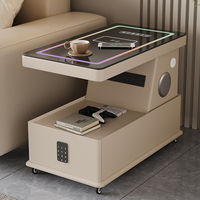 Table d'appoint intelligente multifonctionnelle à vendre, table d'appoint en cuir mobile avec chargeur, table d'appoint pour salon et chambre à coucher avec haut-parleur