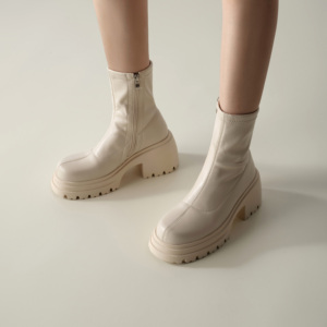 Botines coreanos a la moda para mujer, plataforma de refuerzo lateral elástica, diseño elástico para aumentar la altura, botines cómodos - Product Image 4