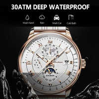 Relojes de Cuarzo POEDAGAR 908, Reloj de Lujo para Hombre de Negocios, Reloj Casual de Acero Inoxidable con Calendario, Relojes de Pulsera para Hombre