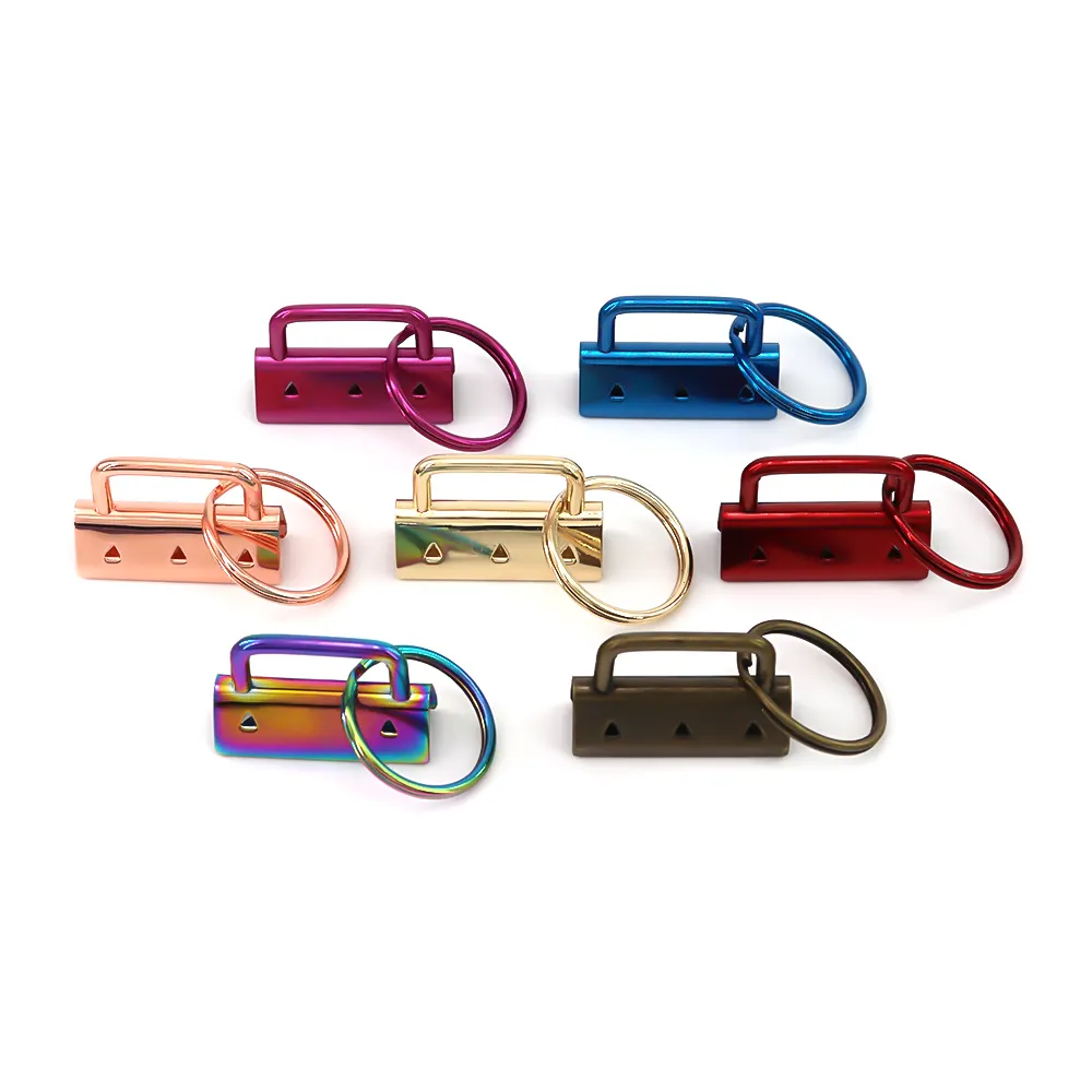 Puxador decorativo com chaveiro e clipe de cauda, metal de alta qualidade, cor arco-íris, ISO, anel O, alça grande para bolsas, aceitável