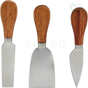 Plateau de service rond de luxe en bois d'acacia pour charcuterie, apéritifs, desserts, plateau à fromage en bois avec ensemble de couteaux - Product Image 2