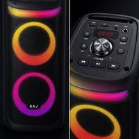 BAJ Tragbarer Blitzlicht-Lautsprecher 40W 6,5"x2 Kabelloser Party-Lautsprecher mit Dual-LED-Ringlicht TWS USB/TF/FM/AUX -BA-L2602