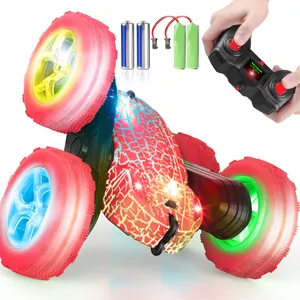2.4GHz Remote Control Drifting Stunt Car 2 Sides Playing Rotation High Speed Vehicle LED Light Funny Toys For Children