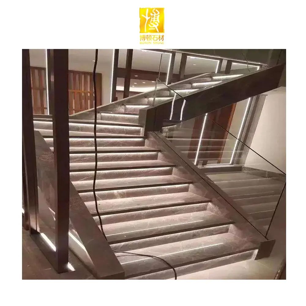 Boton stone design de fábrica mármore natural personalizar passos design de escadas de mármore
