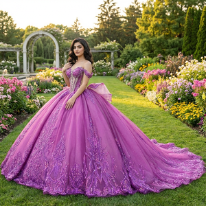 Vestidos de Quinceañera Brillantes Dy6891 con Lentejuelas, Apliques de Encaje y Cuentas, Vestido de Tul para Fiesta de Cumpleaños, Vestidos de 15 Años - Product Image 1