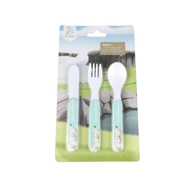 100% Custom Kids Super Wings Plastic Spoon And Fork Melamine Cutlery Set Picnic Travel Baby