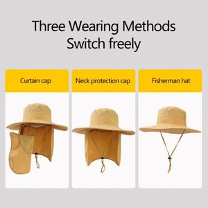 Quick Dry Nylon <b>Mens</b> Outdoor <b>Sun</b> With Face Neck Flap Uv Protection Wide Brim Fishing <b>Hat</b> Tiene for Hiking Safari Upf 50+ - Product Image 2