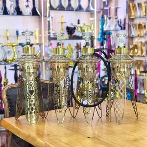Chicha personnalisée 62 CM en verre argenté, petit modèle, avec support en acier inoxydable, ensemble complet pour fumer - Product Image 5