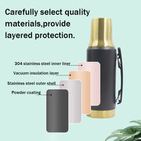 Thermos de 1300 ml pour Yerba Mate, conçu pour une utilisation avec une tasse ou une gourde à maté, thermos à double paroi isolé sous vide, camping