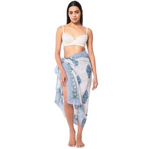 Sarong en coton imprimé à la main de qualité supérieure pour femmes, léger, idéal comme paréo de bikini, pour la plage et les vacances d'été - Product Image 4