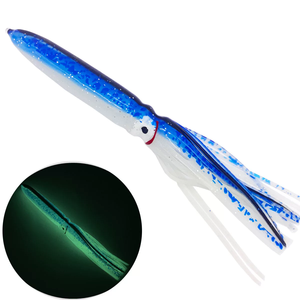Leurre souple PVC 22cm, type calamar, à effet jupe et bulbe, lumineux, pour la pêche en haute mer au trolling, pour le <span class=keywords><strong>marlin</strong></span> bleu et le thon, pour la pêche au gros gibier - Product Image 6