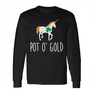 Camiseta de Manga Larga con Diseño de Unicornio y Olla de Oro para el Día de San Patricio, Personalizable, Promocional - Product Image 2