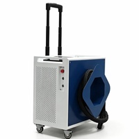 Machine de décapage de rouille au laser pulsé portative 500W avec système de levage et de traction sur chariot, équipement de nettoyage au laser à fibre portable pour métaux
