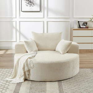 Fauteuil baril en mousse surdimensionné, fauteuil en chenille compressible avec appui-tête et coussins pour salon/chambre, aucun assemblage requis - Product Image 6
