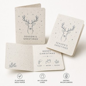 Carte de vœux A6 en papier semable avec motif renne et scène de neige, avec ficelle, vente en gros - Product Image 2