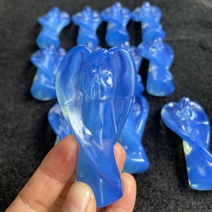 Venta al por mayor azul Opalite tallado Ángel figuritas cristal ángeles para meditación decoración del hogar - Product Image 1
