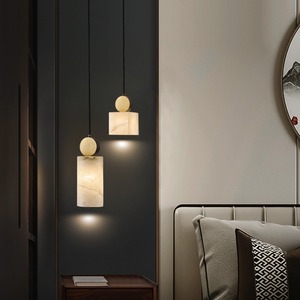 Lámpara de Araña Moderna de Alabastro <span class=keywords><strong>Oslo</strong></span>, Lámpara Rectangular Creativa para Restaurante, Lámpara de Lujo de Cobre para Sala de Estar, Dormitorio y Estudio - Product Image 4