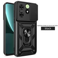 Étui pour Tecno Spark 40 Pro/Spark 40C/Pova 7 Pro, coque antichoc avec anneau métallique, béquille et fenêtre coulissante pour objectif, 2 en 1