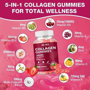 Gomitas de Colágeno de Marca Privada OEM/ODM, Producto de Belleza Multivitamínico para la Salud del Cabello, la Piel y las Uñas, Apoyo para Combatir las Arrugas para Adultos - Product Image 5