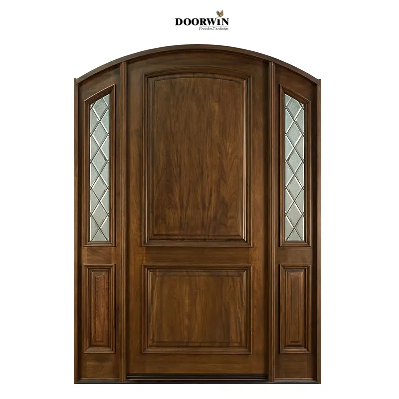 工場直販現代的な正面玄関サイドライトアーチ型玄関ハリケーン耐性木材セキュリティ玄関ドア
