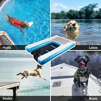 Plateforme flottante gonflable pour chien en PVC durable, haute stabilité, avec rampe d'accès, 60x40 pouces, capacité 15-20 kg