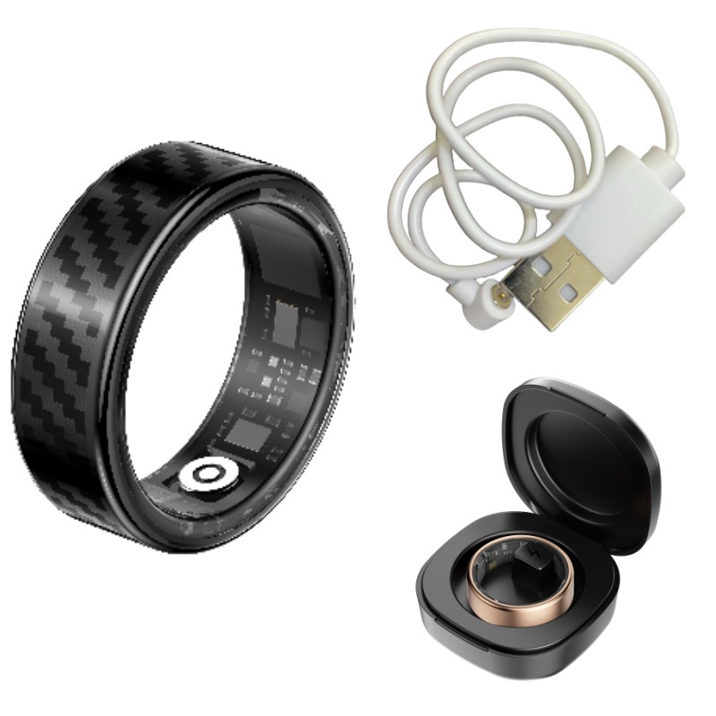 Motif fibre de carbone noir + Étui de chargement + Câble magnétique