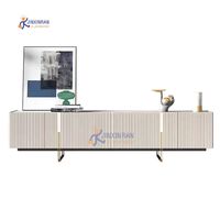 Meuble TV moderne pour salon Table en marbre avec tiroirs Console Meuble TV avec cadre en métal