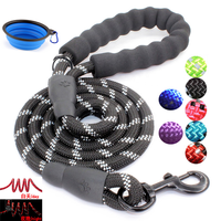Laisse pour chien personnalisée avec logo, réfléchissante, robuste, résistante, en nylon imperméable, avec poignée rembourrée