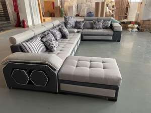 现代棕色沙发套装 功能性沙发 最新现代设计布艺家具 客厅用 填充海绵 - Product Image 4