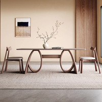 Table à manger minimaliste française en bois massif, ensemble table et chaises modernes en pierre frittée pour la salle à manger à domicile