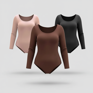 Body Modellante Senza Cuciture in Nylon HAGO, Shapewear Intero da Donna ad Alta Elasticità con Maniche Lunghe <span class=keywords><strong>per</strong></span> Snellire <span class=keywords><strong>la</strong></span> <span class=keywords><strong>Pancia</strong></span> e Sollevare i Glutei - Product Image 2