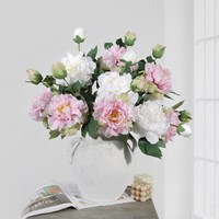 Bunga Peony Sutra Buatan 2 Kepala Merk Yida Kualitas Tinggi, Gaya Cina, Hiasan Meja untuk Pernikahan dan Dekorasi Rumah (Grosir)