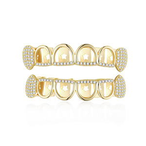 Grillz en forme de couronne, or, argent, zircon incrusté, bijoux de fête hip-hop unisexe - Product Image 5